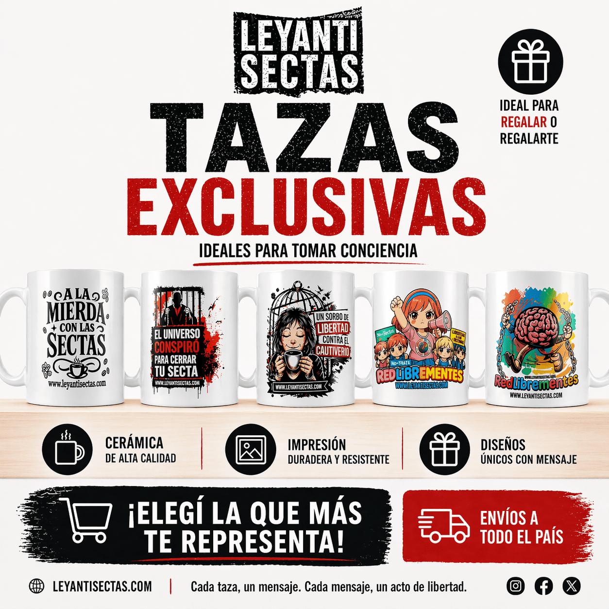 Taza Cerámica Personalizada DTF UV Exclusiva | LeyAntiSectas